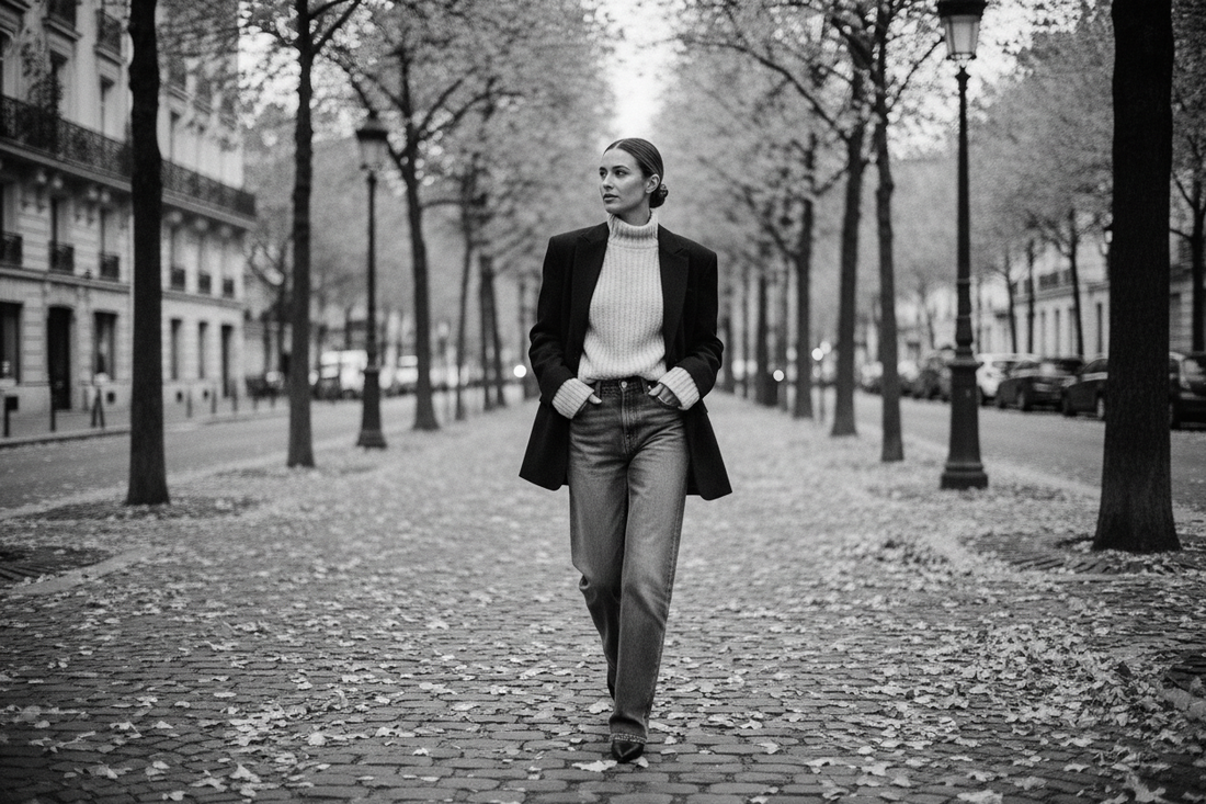Femme superposant vêtements automne