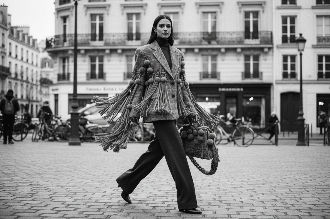 Veste ample femme pompons
